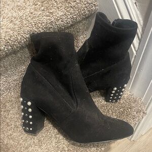 Steve Madden Black Studded Block Heel Ankle Boots